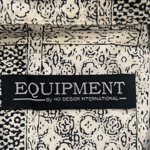 Equipment HQ Design Intl Black White Abstract Patchwork Shirt Short Sleeve - Picture 7 of 12
